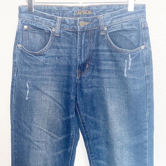 Carbon Mens Dark Wash Minor Distressed Boot Jeans - Picture 2 of 12